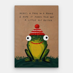 Frosch in einer Beanie-Leinwand – Leinwand vertikal #01
